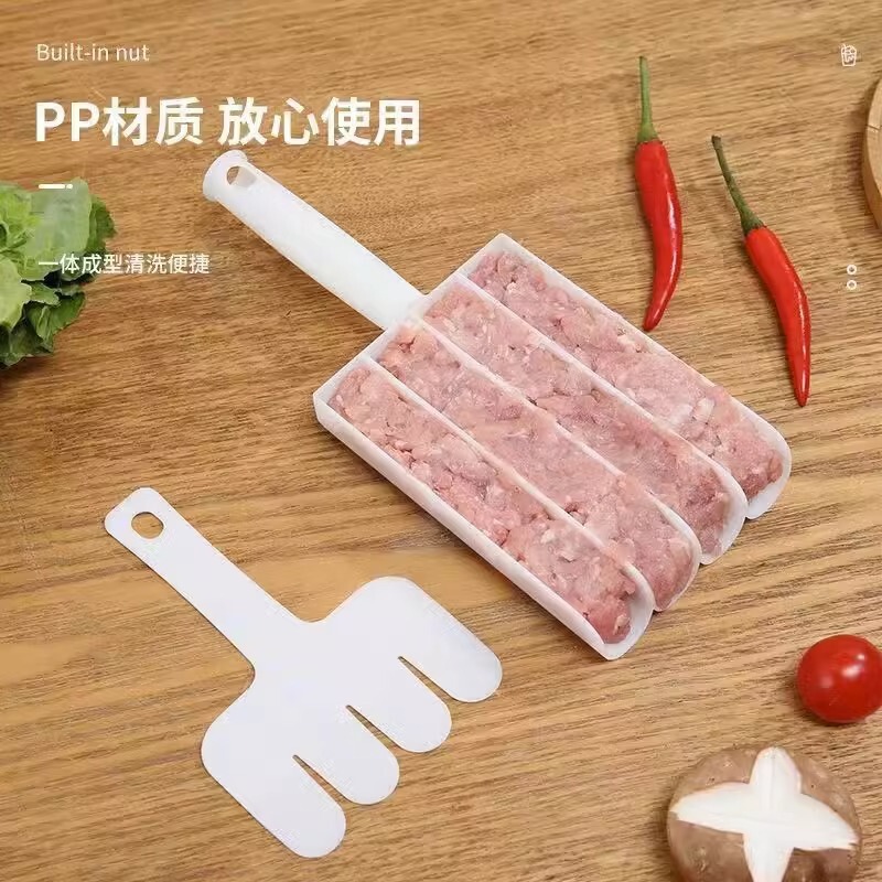 三連ミートボールメーカー、家庭用ミートボール製造加工品、キッチン魚団子絞り器、ミートボール圧搾ツール、揚げミートボール、エビスライド|undefined