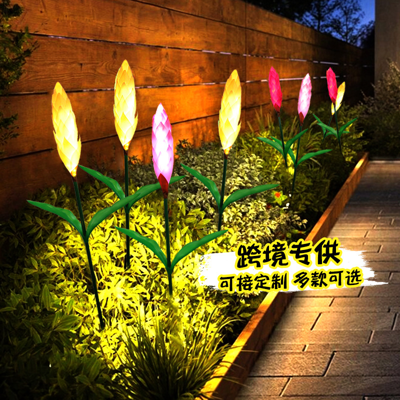 仿真花發光麥穗燈地插燈公園別墅太陽能景觀燈節日氛圍裝飾草坪燈