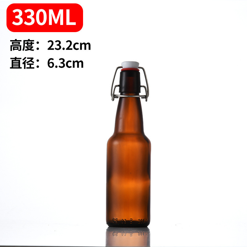 スナップオンガラス酵素ボトルスイングキャップジュースドリンクビールボトル茶色の厚みのある防爆果実酒ボトル 500 ミリリットル|undefined