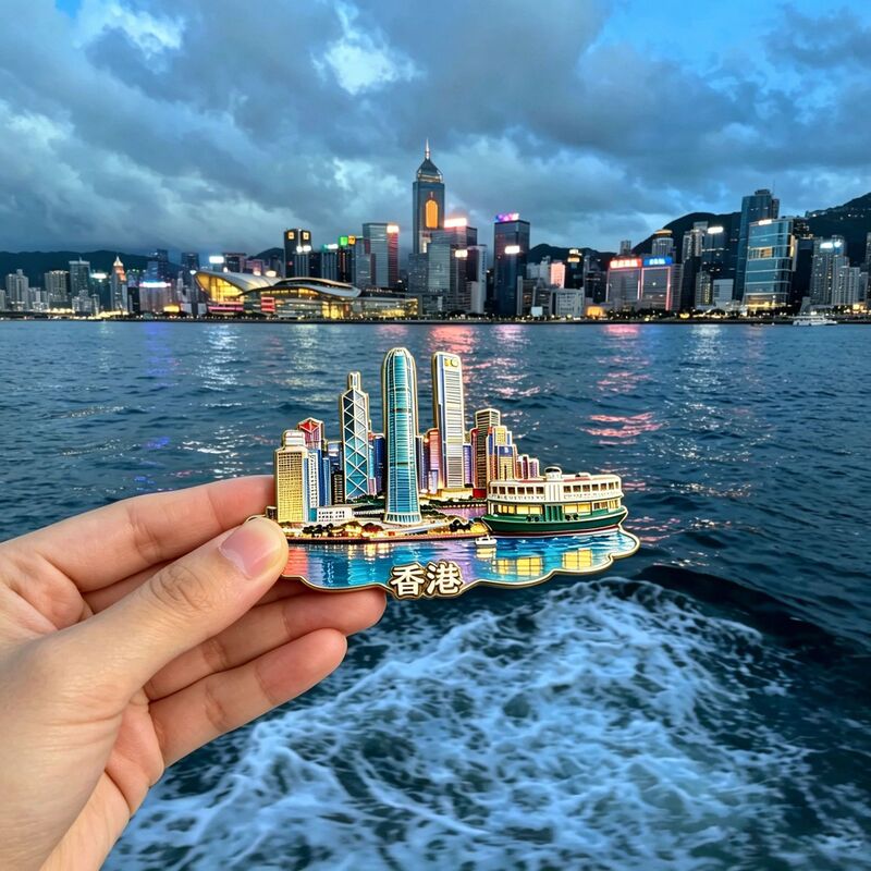 【Hong Kong】Metal Magnetic Refrigerator Magnets, Cultural and Creative Tourist Decorations, Souvenirs, Collectibles, Commemorative Gifts for Friends