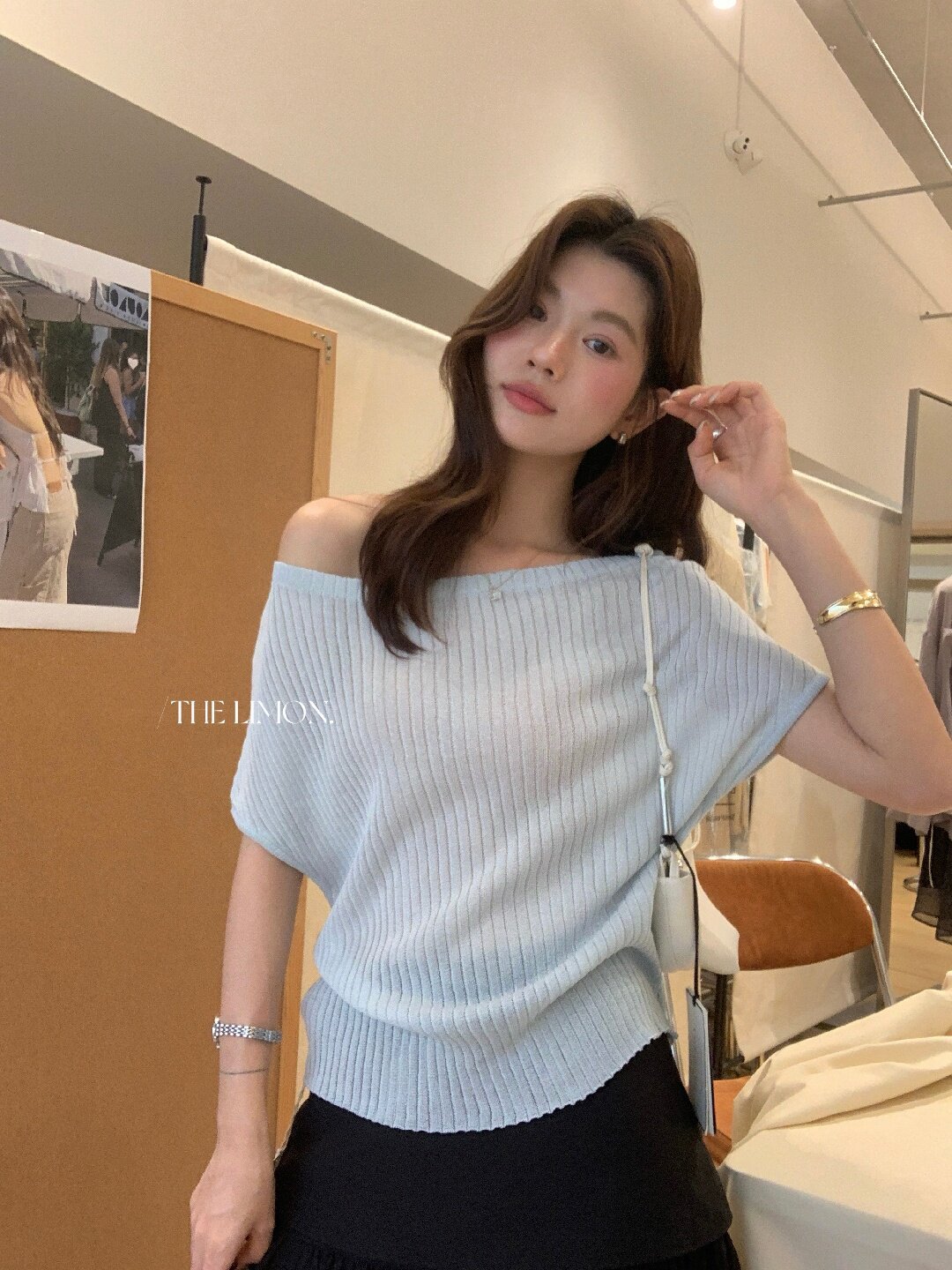 Áo thun nữ cổ tròn basic tay ngắn phong cách Hàn Quốc — Cà phê, màu đen, Bột củ sen, trắng ngà chi tiết 27