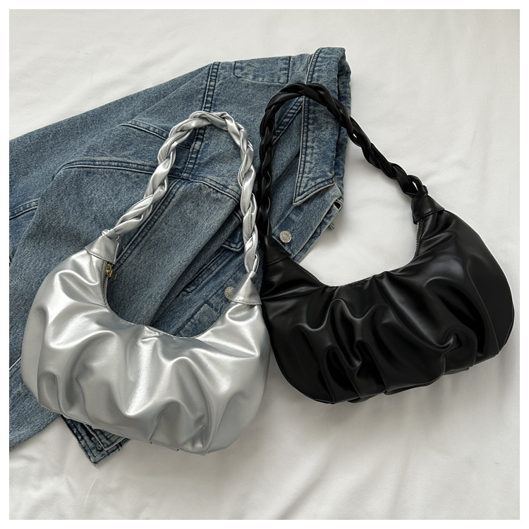 Cloud pleated single shoulder underarm bag with texture for women's 2024 new trendy internet celebrity handbag_senzul.com