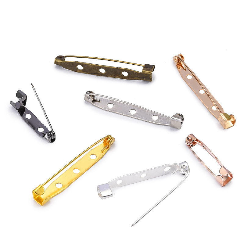 Iron Safety Pins with Holes, Simple Pins, DIY Jewelry Accessories, Multi-Specification Safety Clasps, Adhesive Brooch Pins