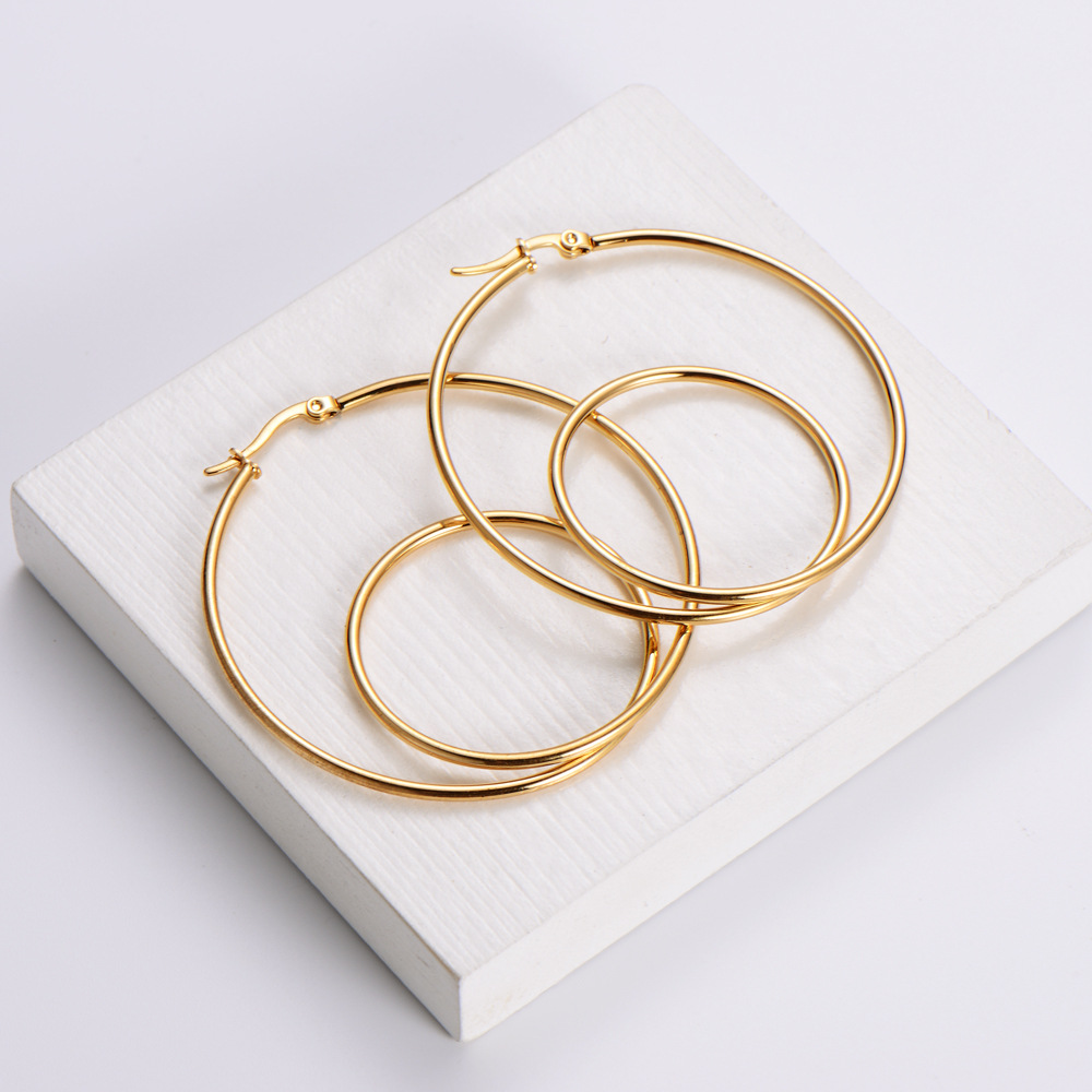 Simple Style Geometric Plating Stainless Steel No Inlaid 18K Gold Plated Earrings display picture 1