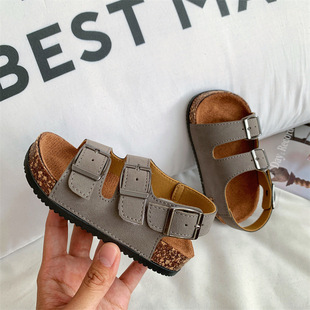 Korean Style Retro Children's Popular Sandals 2025 Summer New Girls' Beach Shoes Boys' Birkenstock Shoes Soft-Soled Children's Shoes