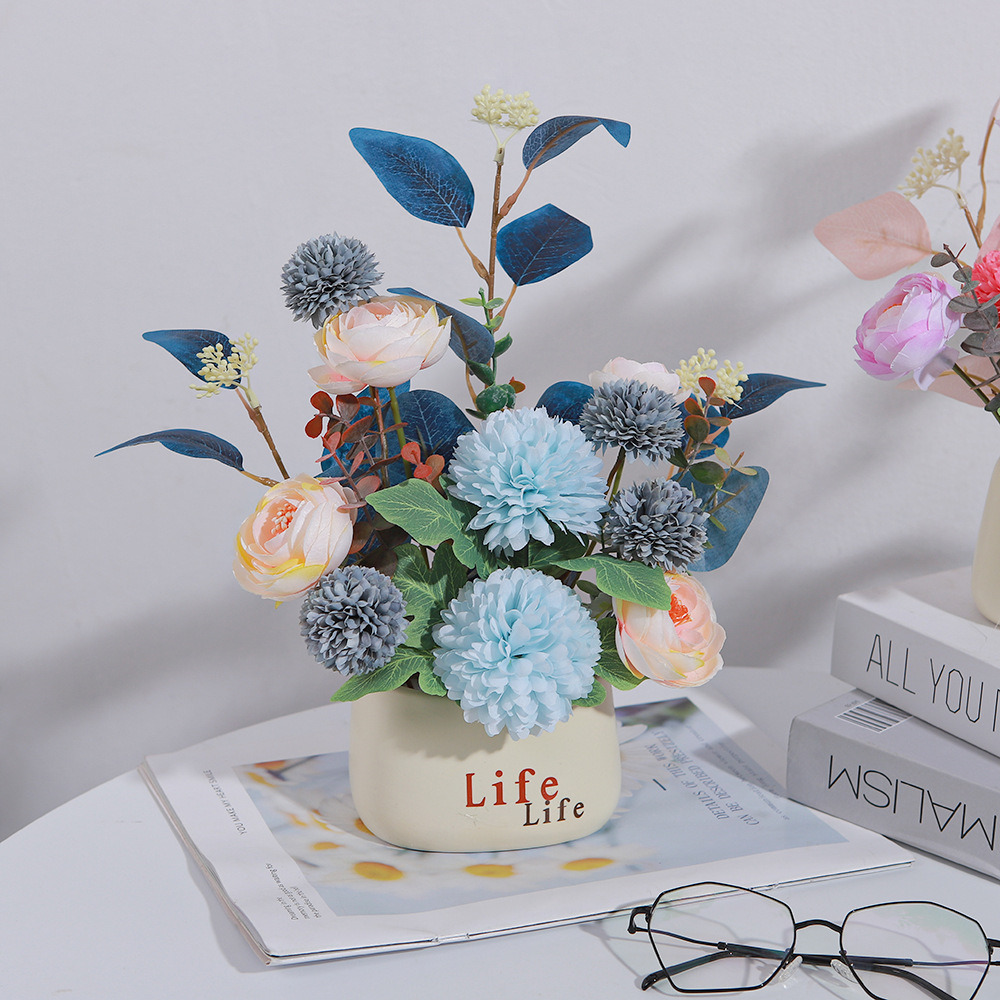 Nuevo ramo de flores artificiales de plástico de alta gama, decoración del hogar, arreglo floral para la mesa de la sala de estar, decoración de rosas_voghion.com