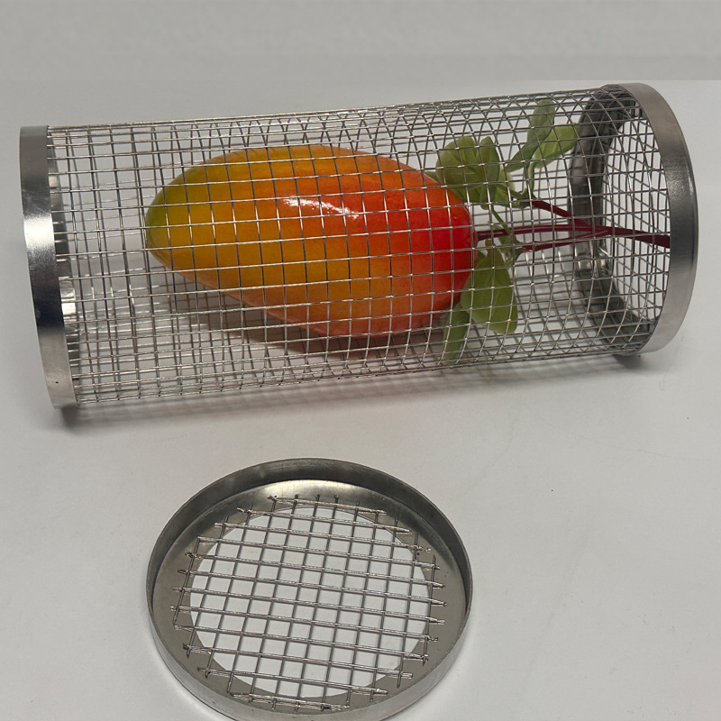 Acero inoxidable barbacoa jaula redonda tubo de Red auxiliar herramienta suministros al aire libre portátil camping picnic