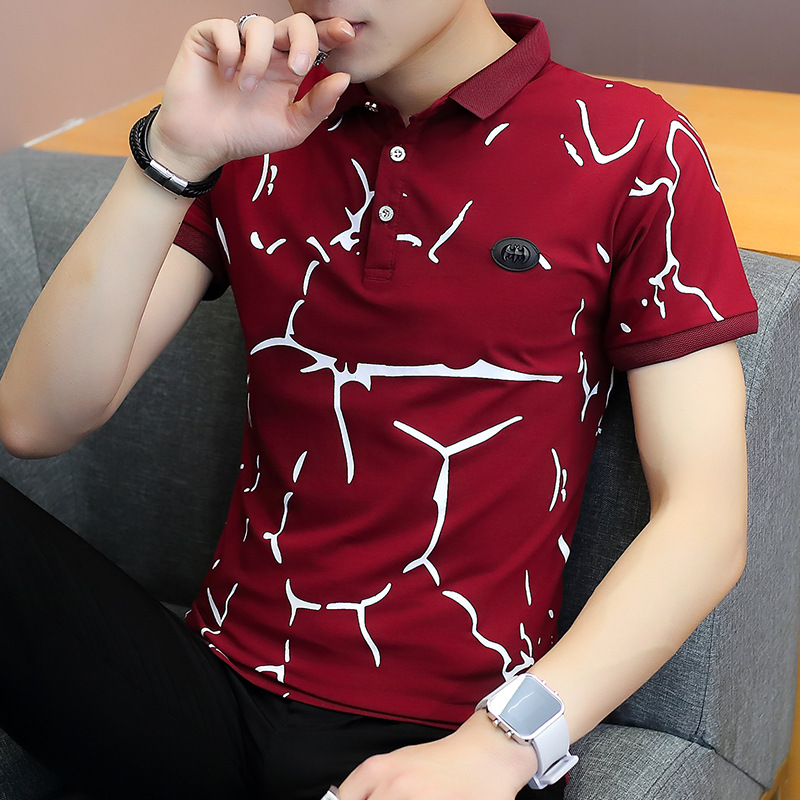 Short-sleeved T-shirt men's summer Korea...