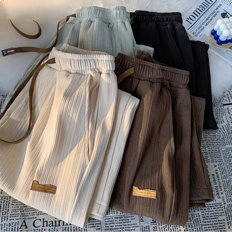 [Private Exclusive] Japanese Style Textured Straight Leg Casual Pants for Men and Women, Spring/Summer, Loose Fit, Trendy High Street Style