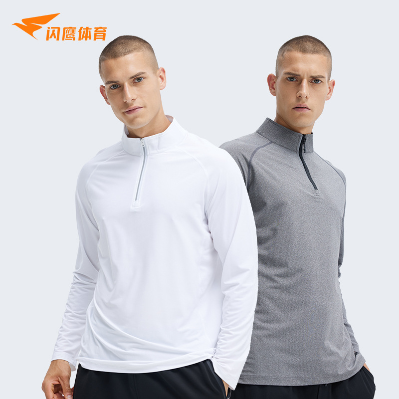 new quick-drying fitness clothes men‘s half zipper running suit t-shirt spring and autumn aerobic exercise long sleeve stand collar top