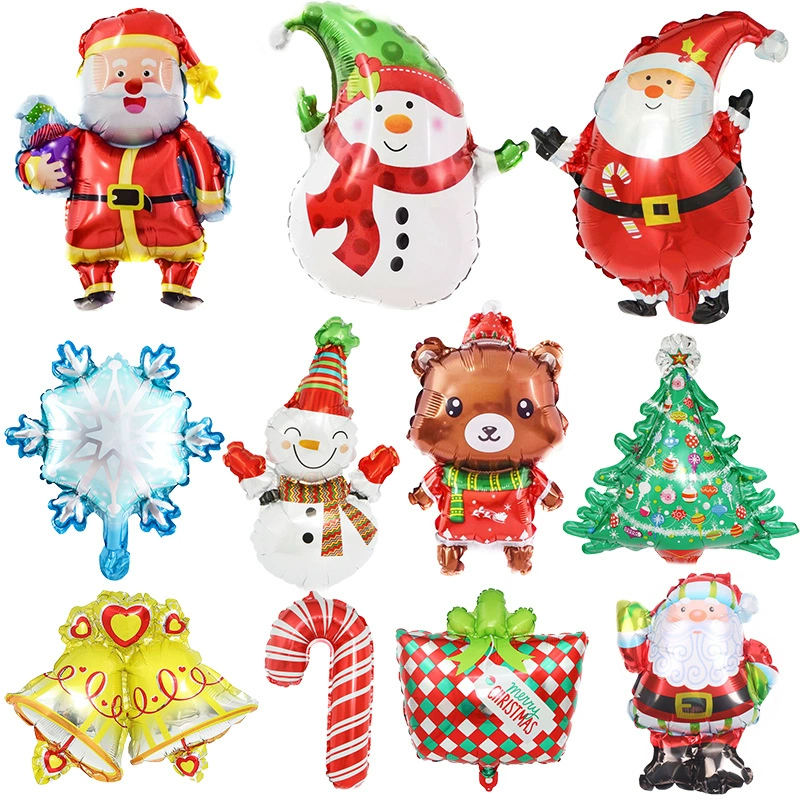 Мини Рождественские Украшения Алюминиевый Фильм Воздушный Шар Санта Колокол Костыль Подарок Партии Макет Воздушный Шар Алюминиевой Фольги