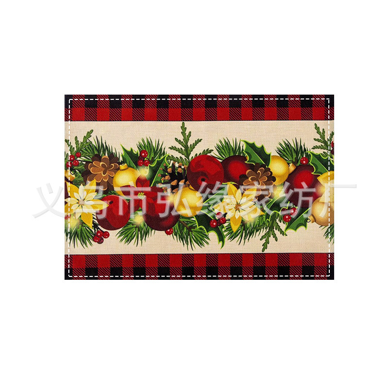 アマゾンクロスボーダー新品クリスマスクリスマスツリー雪だるま食マットセットプリントリネン防汚断熱マットテーブル|undefined