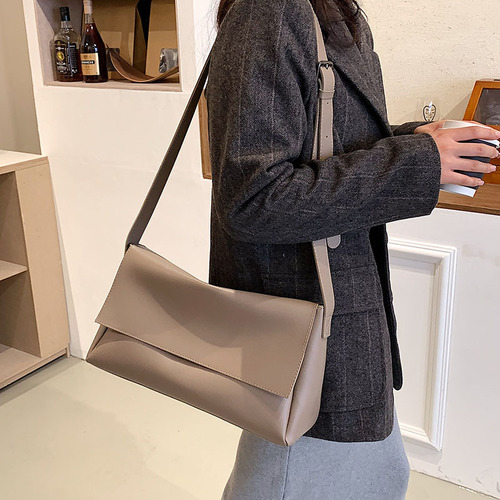 Ladies' 2025 Trendy Handbags - Korean Style, Stylish Small Square Bags, Solid Color, Simple Shoulder Bag, Soft Leather Crossbody Bag