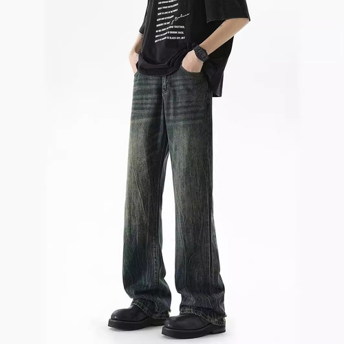 Trendy Men's Casual Distressed Comfortable Versatile Straight Leg American Style Long Pants for Spring and Autumn Seasons