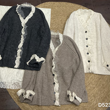 2025秋季新款女圆领日系棉短款外套长袖文艺风蕾丝上衣大码复古