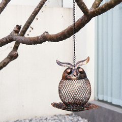 Cross-border best-selling owl bird feeder outdoor courtyard metal hanging hummingbird automatic feeder bird feeder