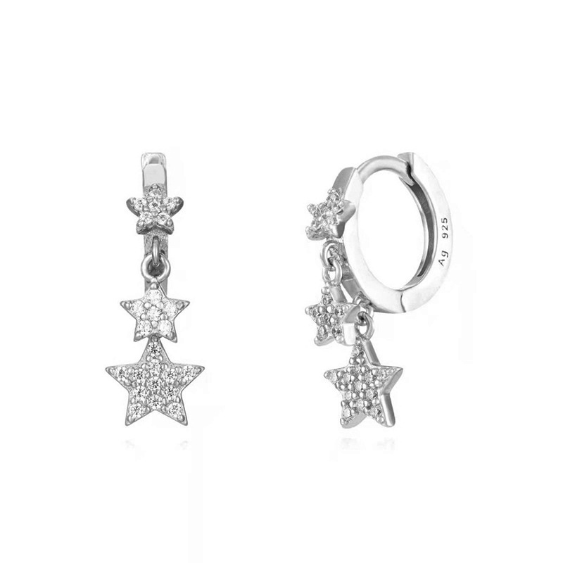 Copper Micro Inlaid Zircon Star Ear Clip Women's Fashion Earrings display picture 2