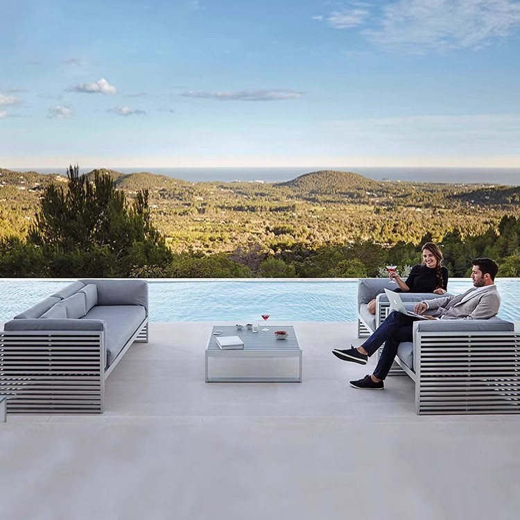 Sofá de ocio al aire libre Jardín patio sala de sol terraza villa hotel al aire libre sofá de aluminio impermeable