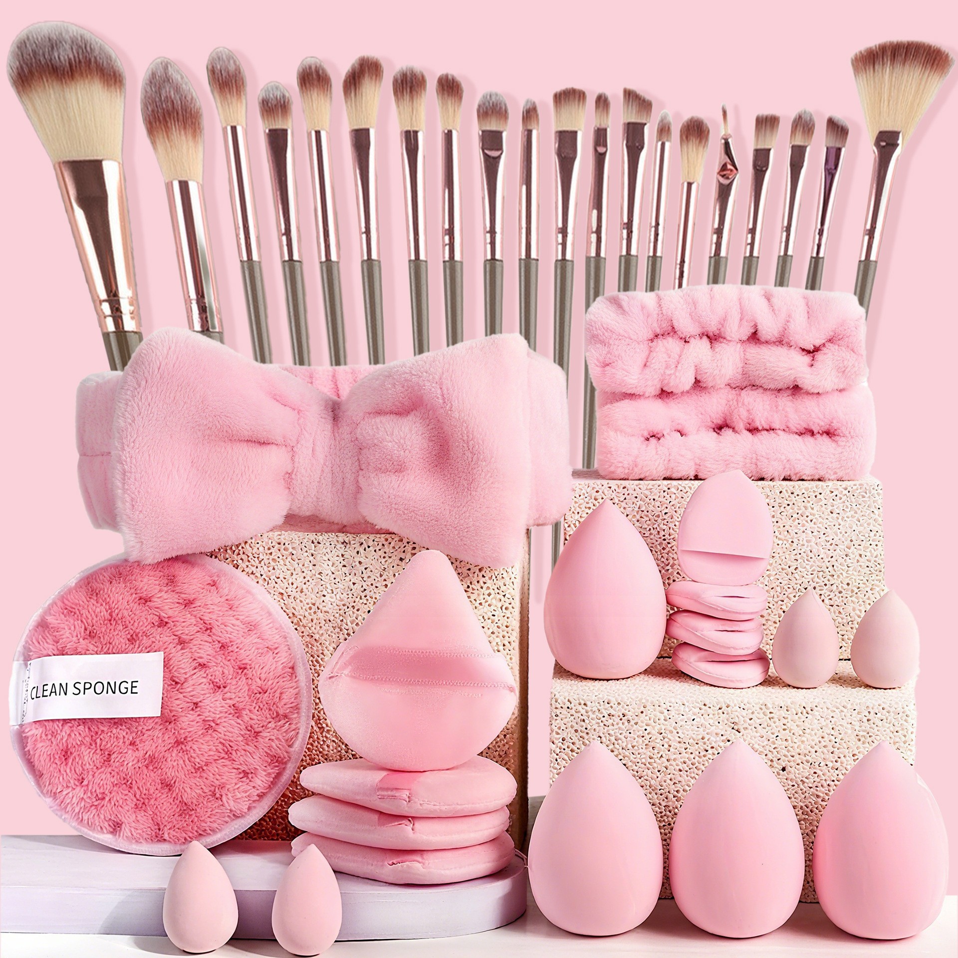 Explosiones transfronterizas de polvo de pulgar triángulo, arco, banda de cabello, herramientas de maquillaje, maquillaje, huevo, conjunto de maquillaje al por mayor image 4
