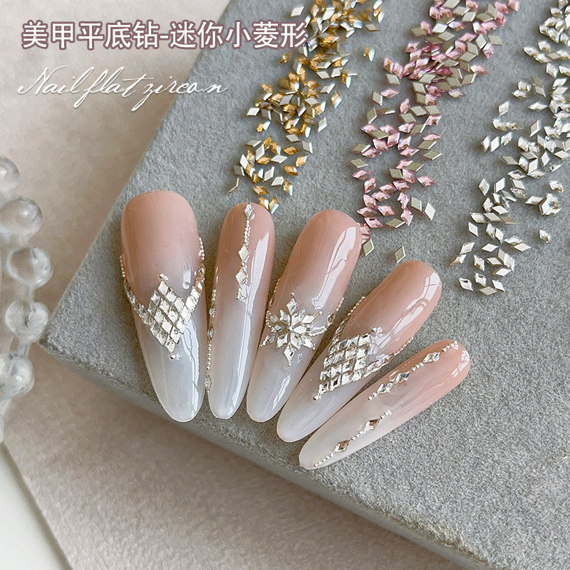 New high quality Nail Art Jewelry Prismatic Inverted Edge Flash Flat Bottom Diamond DIY Snowflake Diamond Filling Nail Decoration