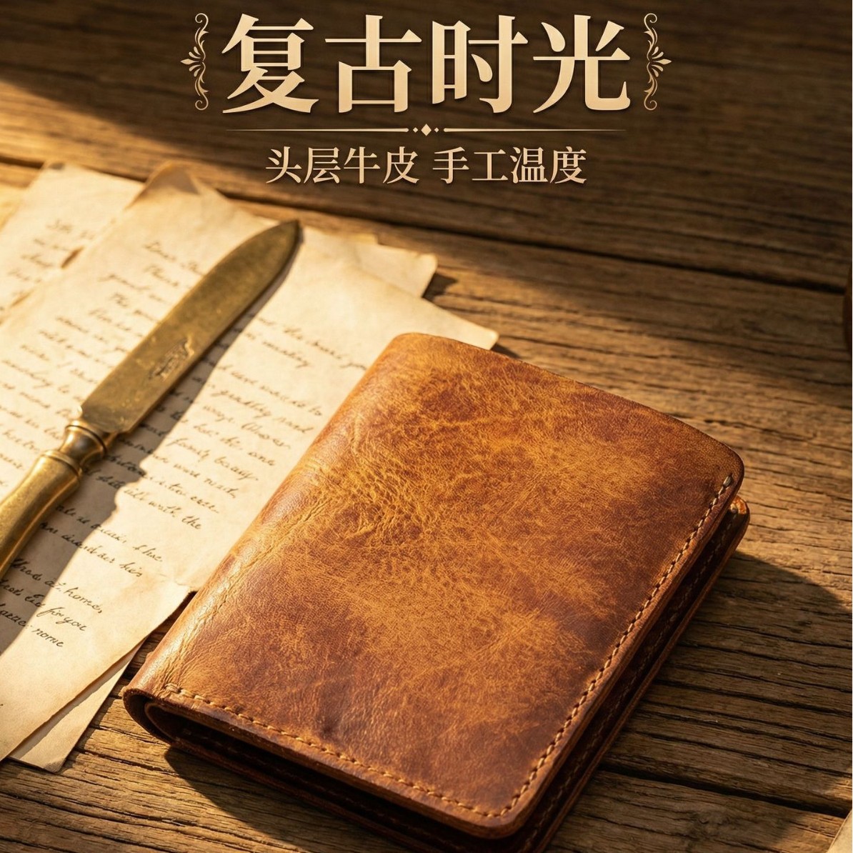 New Cross-Border Genuine Leather Passport Holder, First-Layer Cowhide, Hand-Colored Wallet, Vintage Durable Men's High-End Card Holder