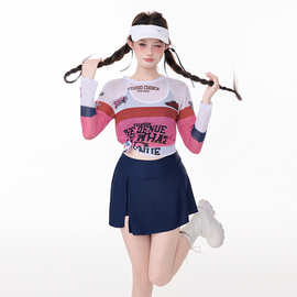 运动风三件套泳衣女时尚罩衫分体裙式遮肚保守学生泡温泉度假泳装
