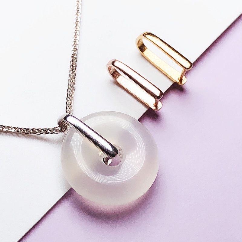 平安扣扣头大小号简约U型卡扣镀银扣头男女吊坠夹扣diy配代发批发