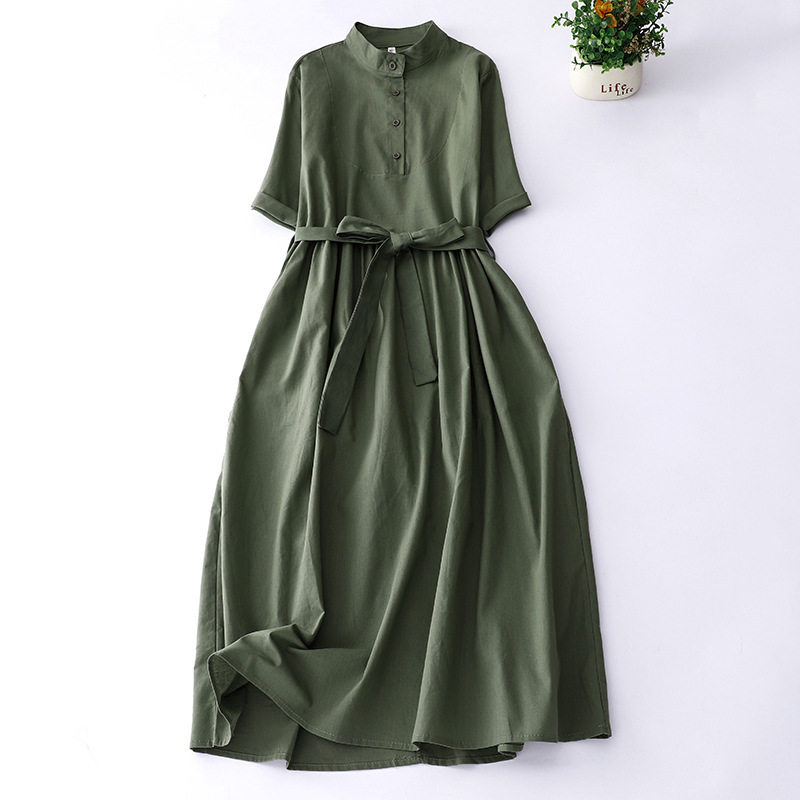 Real Shot Summer New Imported Linen Literary Retro Travel Long Dress