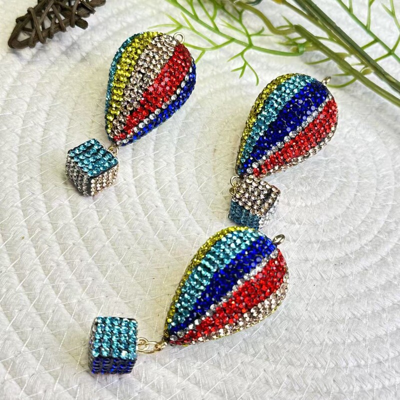 Colorful Square Brick Hot Air Balloon Fashion Light Luxury Jewelry Trendy Wholesale Keychain Pendant Accessories Exquisite Pendant