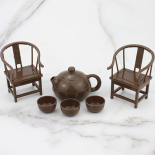 Chinese Style Nostalgic Style Father's Day Men Elder Small Teapot Teacup Taishi Chair Birthday Cake Decoration Ornaments
