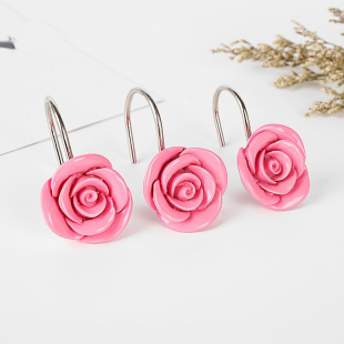 Cross-border rose resin hook shower curtain hook multi-color curtain hook bathroom hook manufacturers wholesale