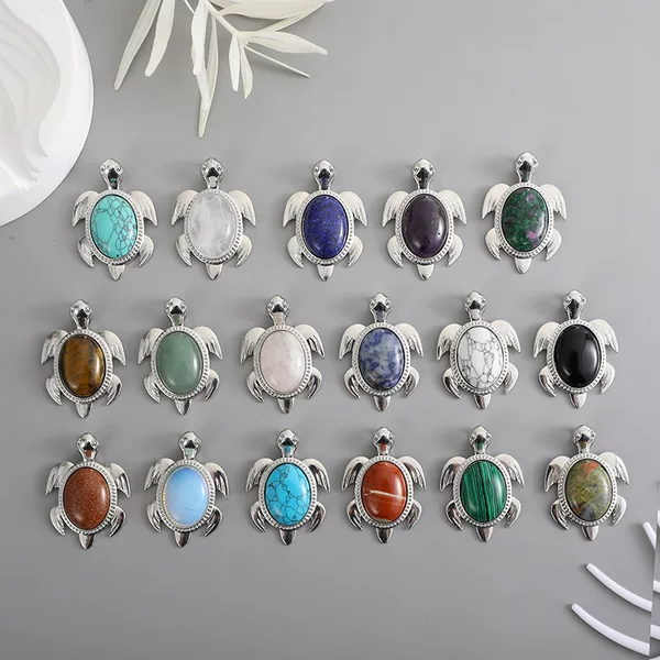 European and American Style Natural Stone Crystal Pendant DIY Necklace Alloy Inlaid Crystal Jewelry Pendant Accessories Cross-Border