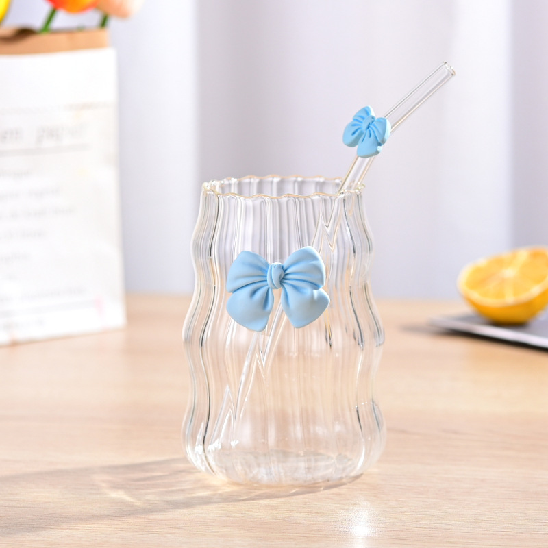 Taza en espiral Taza de bebida fría regordeta Taza de té con leche Taza de nube Taza de vidrio de café con pajita Taza de jugo de borosilicato alto