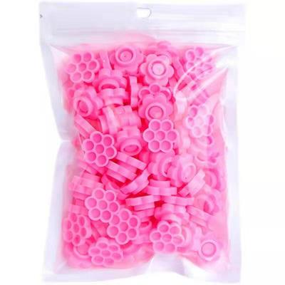 批发睫毛胶水杯梅花杯 便携固定滴胶台种睫毛花型胶水杯100只装