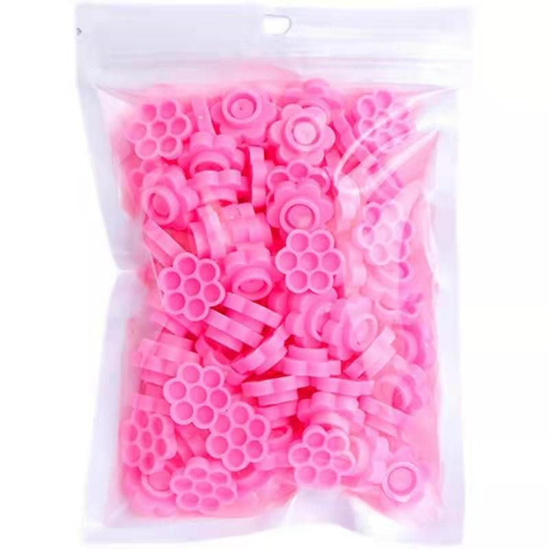 批发睫毛胶水杯梅花杯 便携固定滴胶台种睫毛花型胶水杯100只装