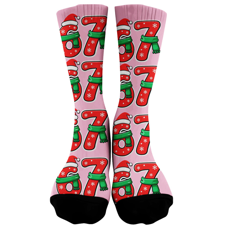 Cross-Border European and American Export New Products Amazon Sports Socks 360-Degree Seamless Printed Christmas Socks 67 Casual Stockings