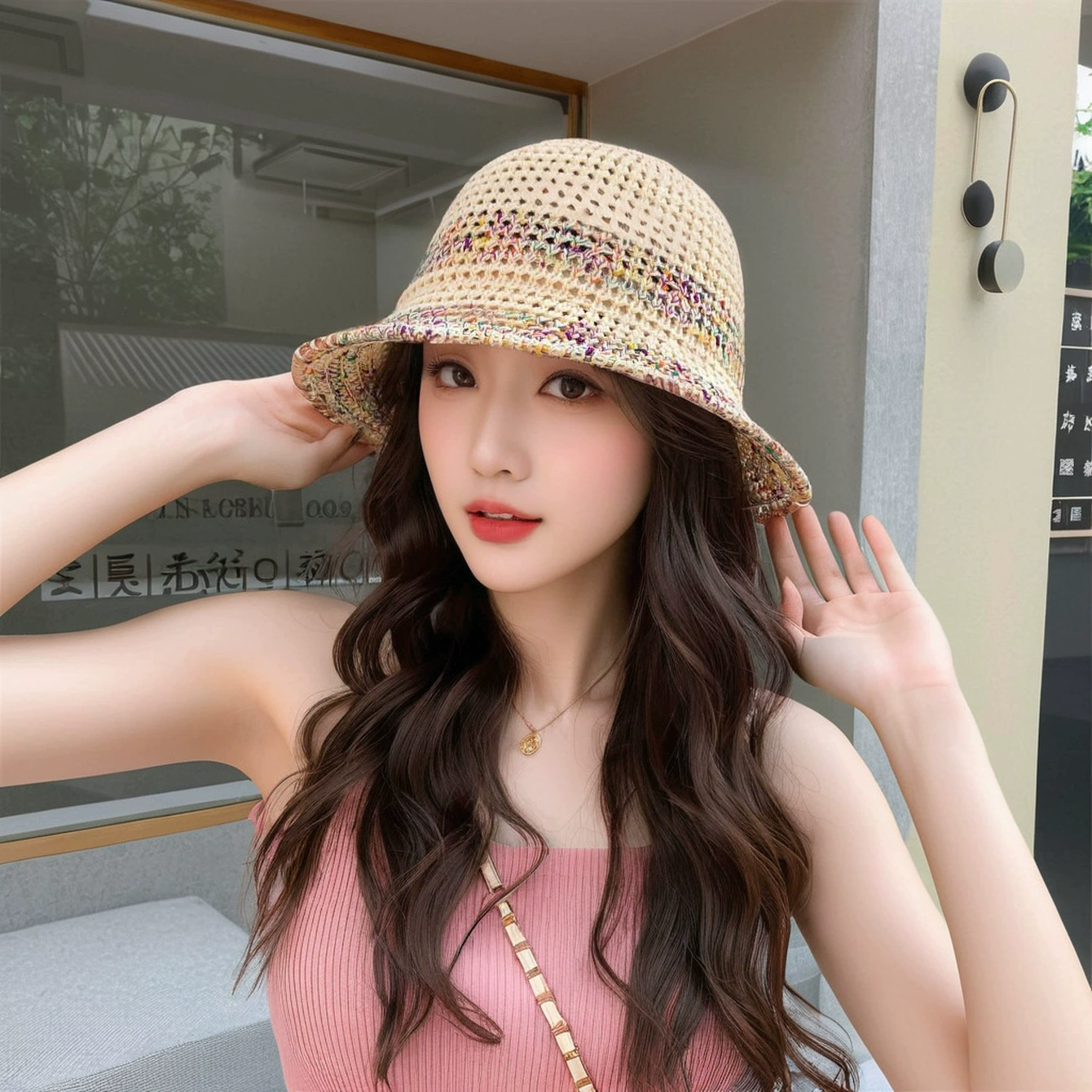Summer knitted universal woven breathable bucket