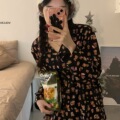 新款睡衣女秋冬季翻领开衫套装沙滩kitty猫甜美可爱卡通女士家居