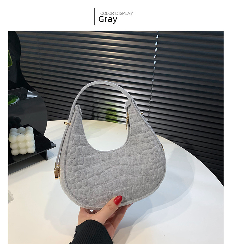 Jednobojna elegantna ženska torba 2022., moderna korejska zima, nova torba za ispod pazuha s uzorkom kamena, ležerna torba za rame_voghion.com