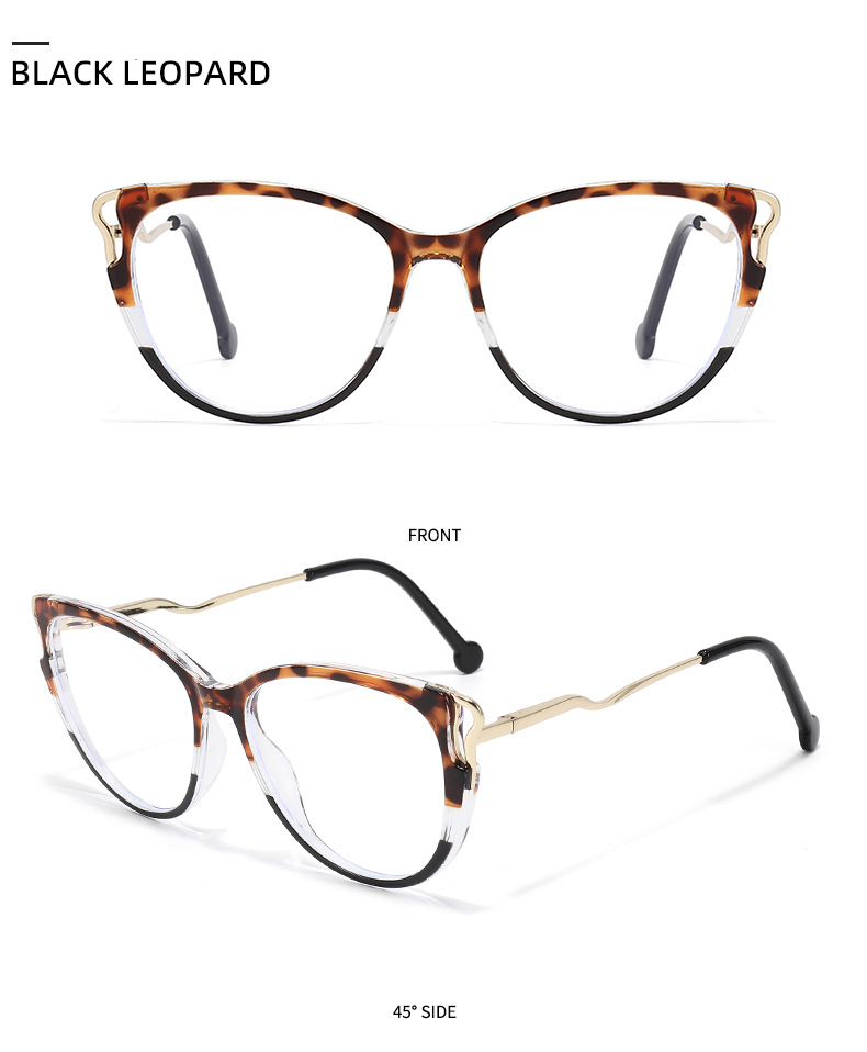 Lunettes rétro œil de chat anti-lumière bleue, monture haut de gamme, unisexe, cerclées en métal, pour hommes et femmes._voghion.com