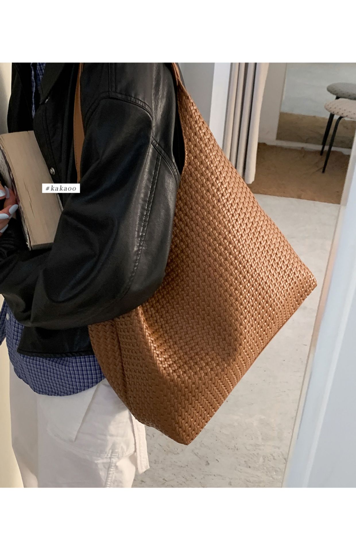 Suede Effect Crescent Zip Shoulder Tote Bag 17