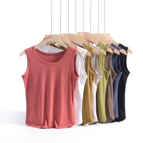 Summer New Fashion Cotton Knit Round Neck Backless Vest Plus Size Elastic Slim Fit Multi-purpose Women's Top Fashion Simple Sleeveless Underwear 