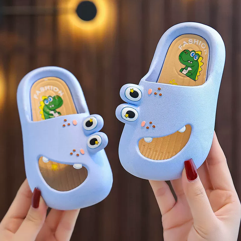 Нескользящие летние динозавры для мальчиков, тапочки для дома, милые детские слайды, оптом