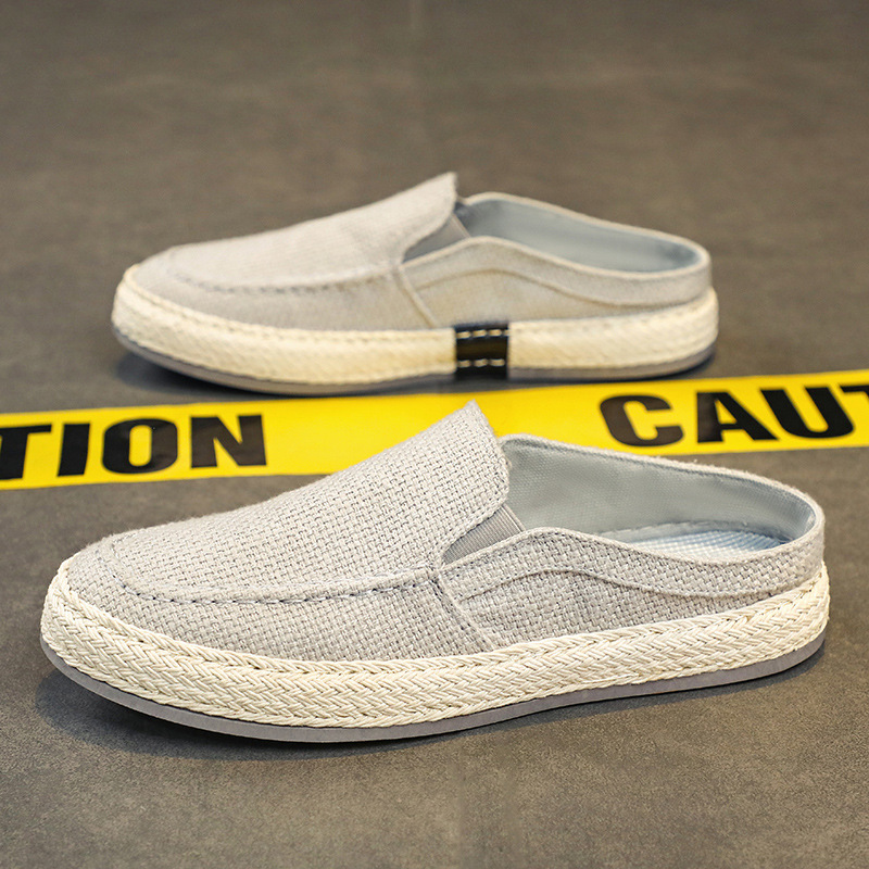 Tendencia de moda de todo fósforo de fondo plano, zapatillas casuales para hombres simples, zapatos perezosos coreanos casuales y transpirables de color sólido