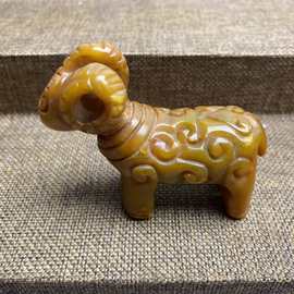 古玩玉器老岫玉山羊摆件高古玉收藏老物件玉璧挂件瑞兽