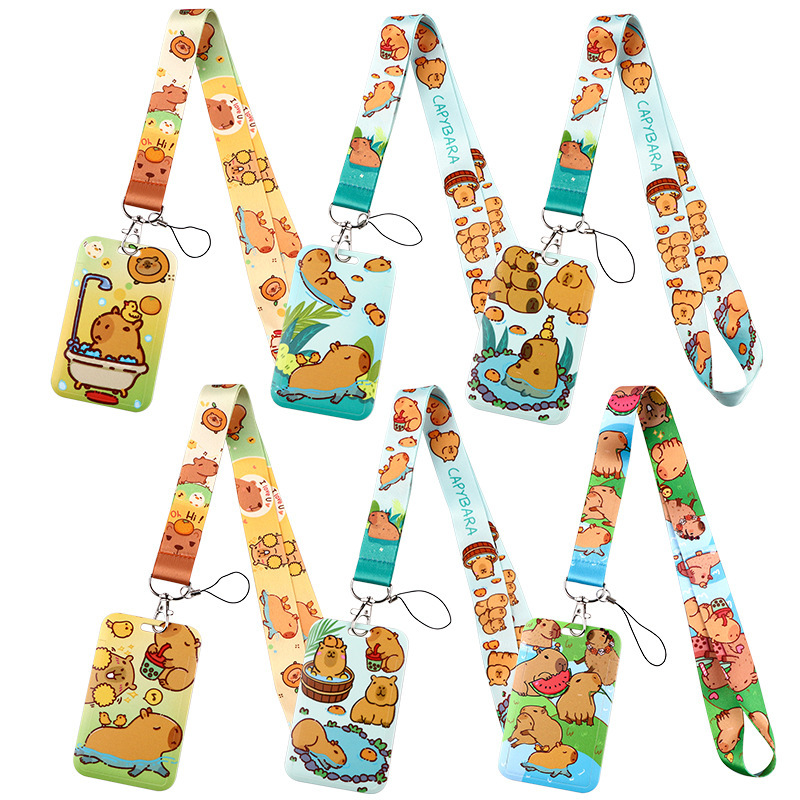 Cartoon Capybara Mobile Phone Lanyard Card Holder Bus Card Student Card Work Id Anti-Lost and Anti-Fall Protective Cover Hot-Selling Model Cartoon Capybara Mobile Phone Lanyard Card Holder Bus Card Student Card Work Id Anti-Lost and Anti-Fall Protective Cover Hot-Selling Model