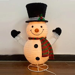 クリスマスの光る雪だるま飾り、ショーウィンドウのシーン装飾、雪だるま人形、クリスマスの光る雪だるま