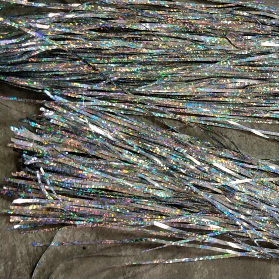 平直状珍珠红梦幻彩丝线扁五彩虹丝线扁红蓝黄三种颜色混染彩条