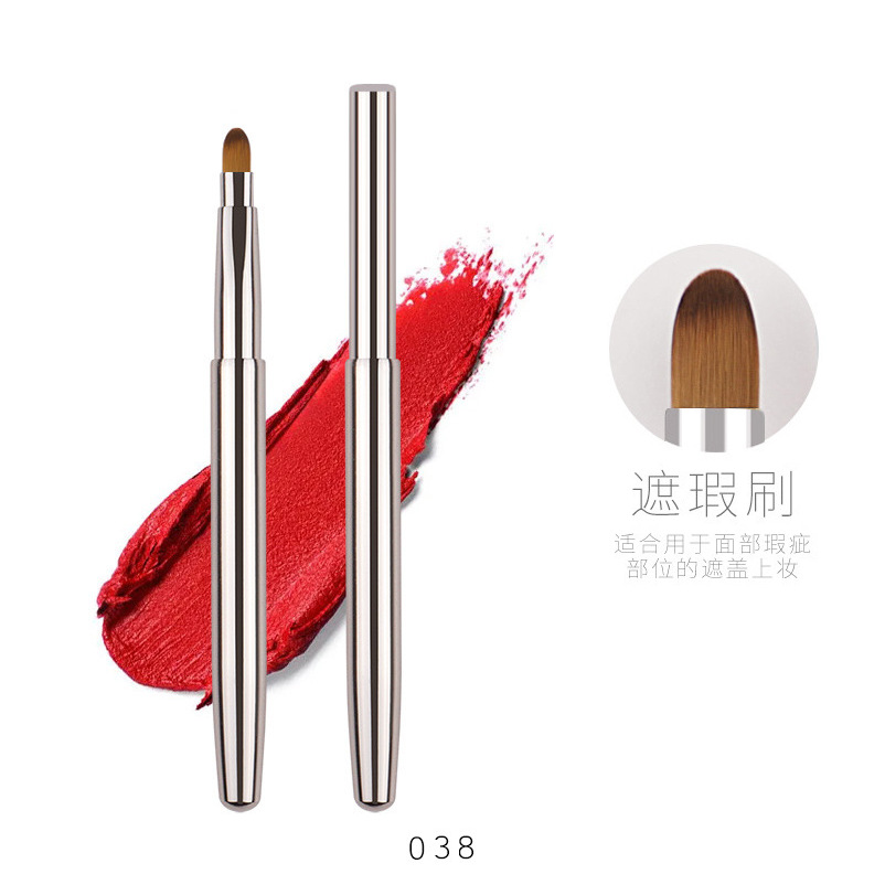 Tiktok mismo colorido cepillo retráctil portátil cepillo de labios de doble cabeza con tapa cepillo de lápiz labial corrector pequeño cepillo de maquillaje Cangzhou