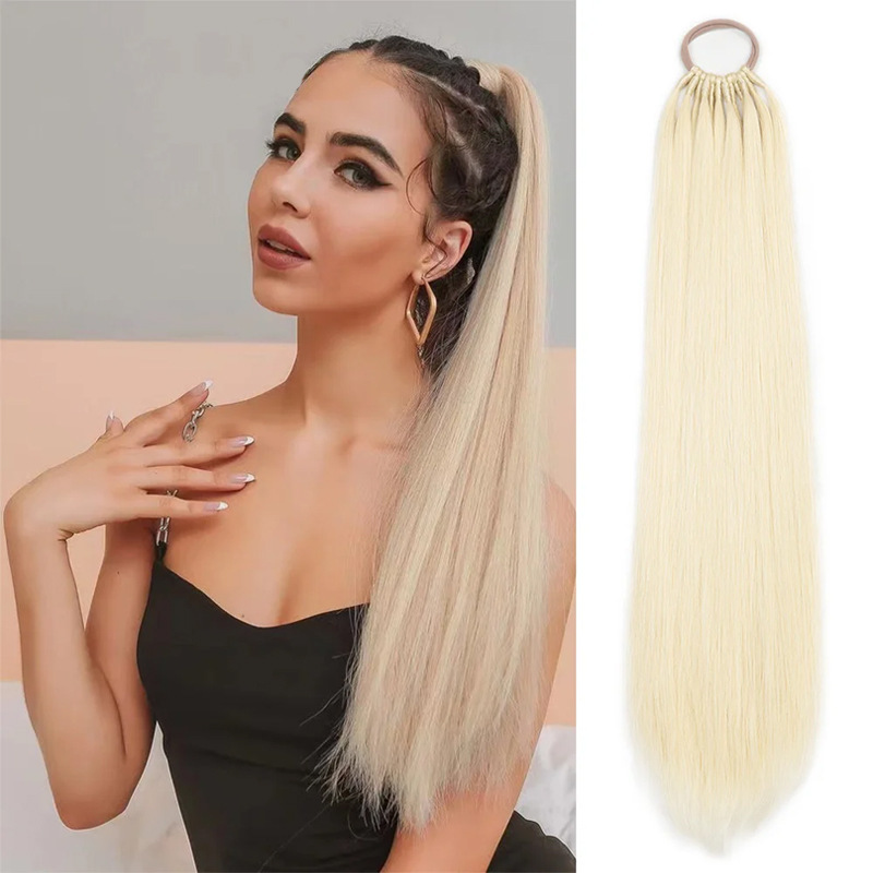 Ponytail wig female 60cm natural simulation straight hair high ponytail braid hair extension high temperature silk ponytail wig braid